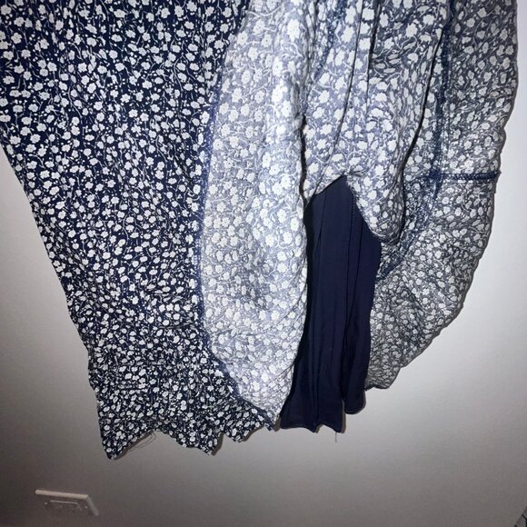 Hello Molly - Loving By Proxy Navy Floral Linen Ruffled Mini Dress - Picture 6 of 6